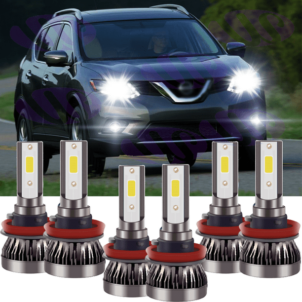 Details about   H11 72W LED Headlight Bulbs Conversion Kit Low Beam for Nissan Rogue 2017-2018